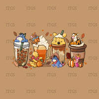 RTS - Beary Yummy Drinks Panel  - Cappucino - Cotton Lycra