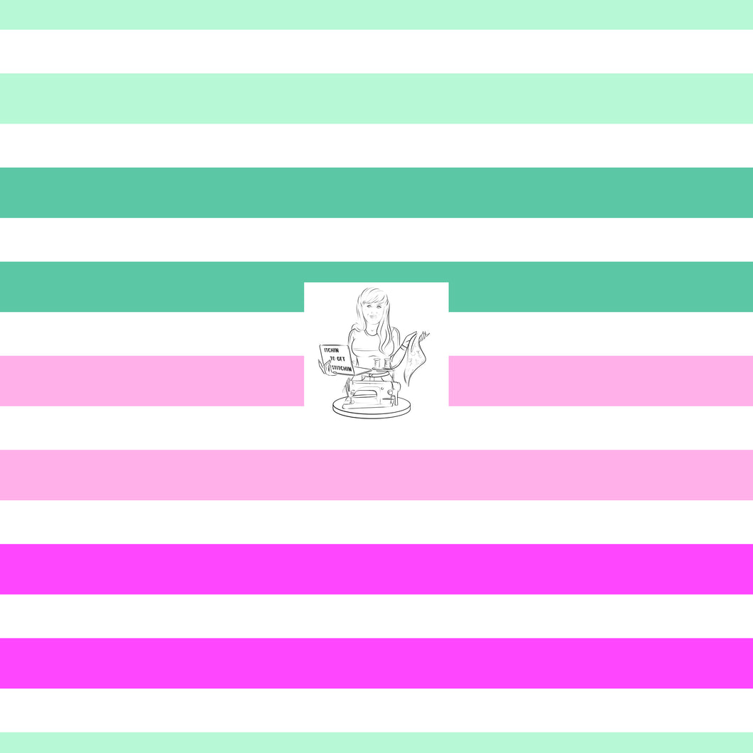 RTS - For the Love of Flowers Coordinate - Pink/Mint Stripes Vinyl