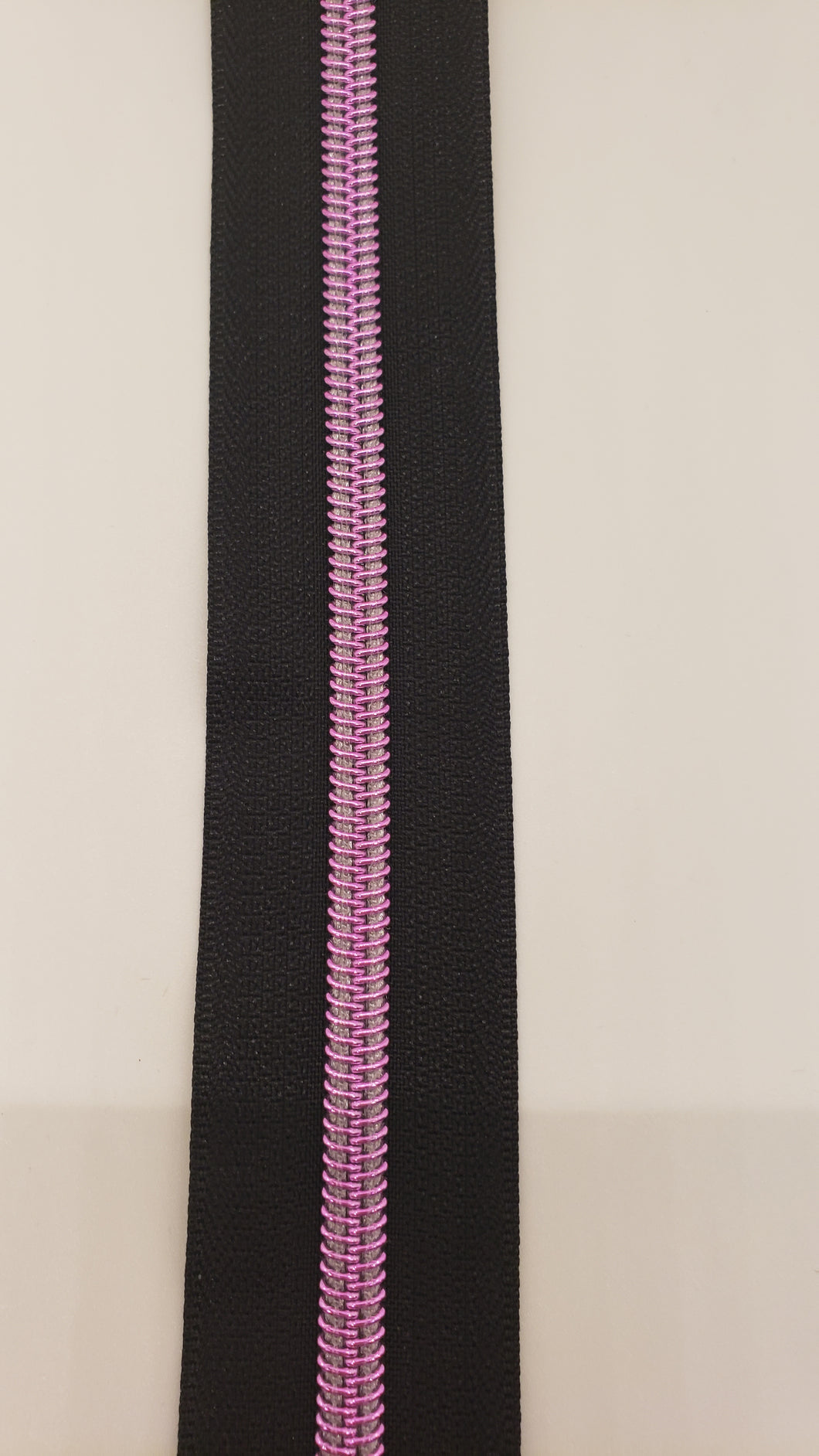 RTS Black/ Bubblegum #5 Zipper Tape by the Yard