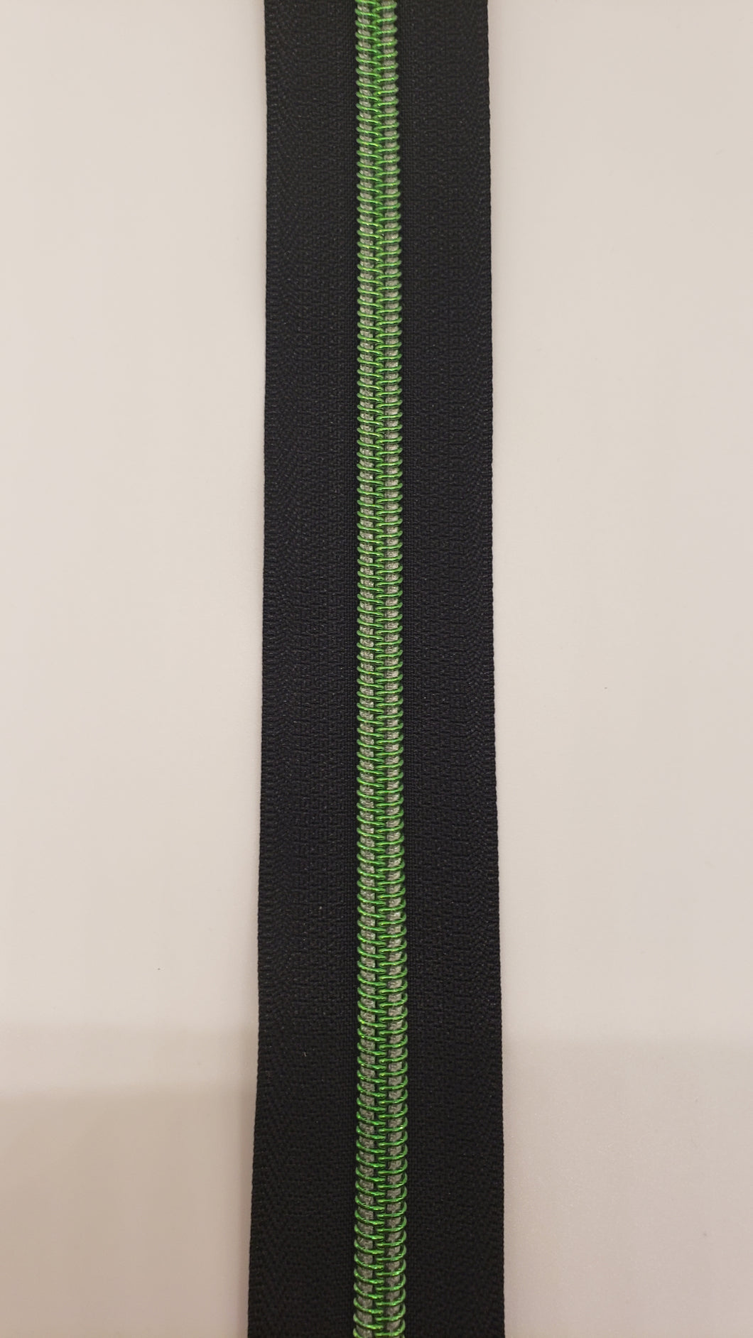 RTS Black/ Green  #5 Zipper Tape by the Yard