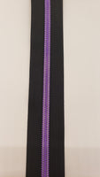 RTS Black/ Purple  #5 Zipper Tape by the Yard