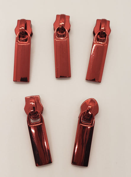 RTS Hardware - Set of 5 Zipper Pulls (#5) - Red