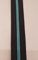 RTS Black/ Ice Blue  #5 Zipper Tape by the Yard