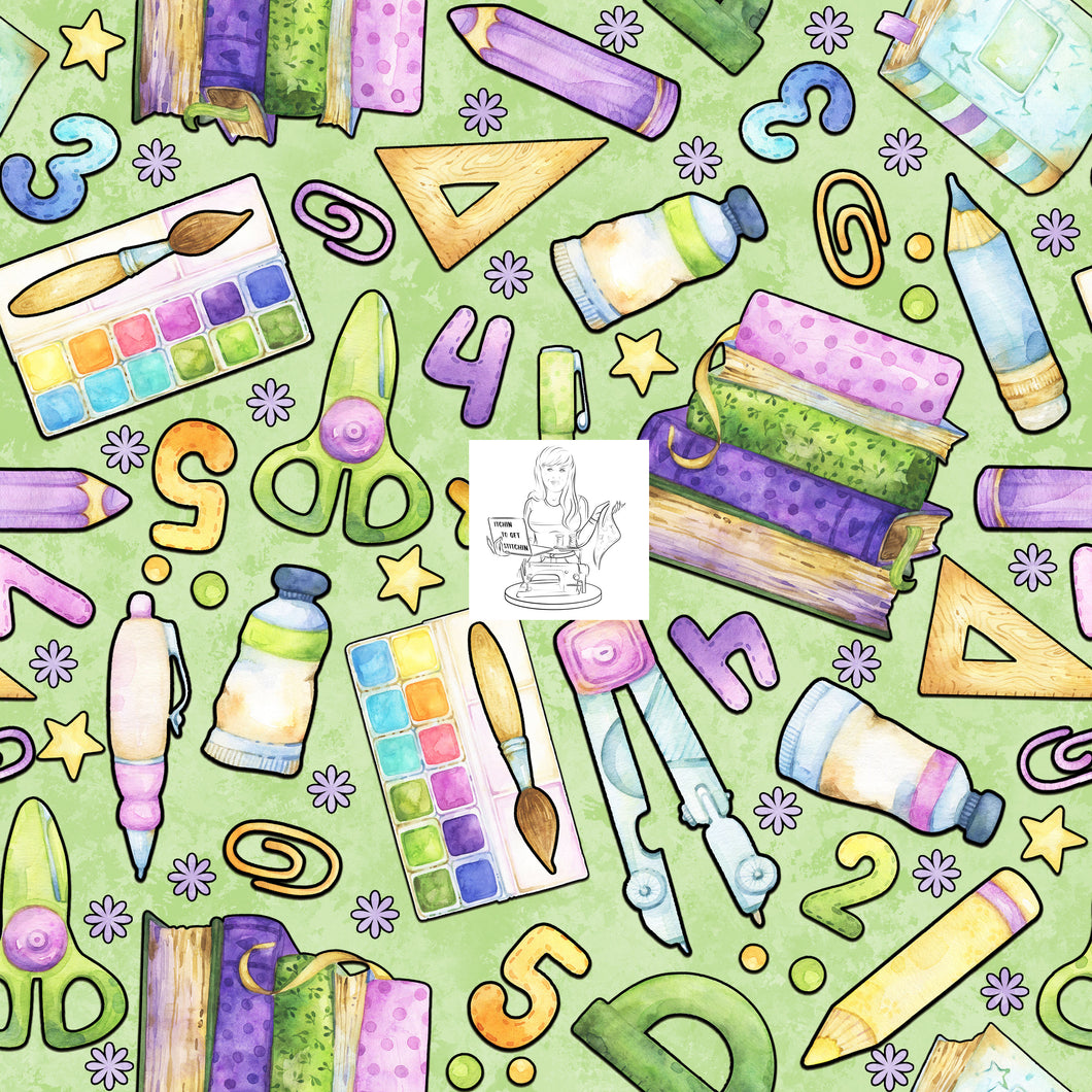 RTS - Back To School Coordinate 1 - Green Cotton Canvas