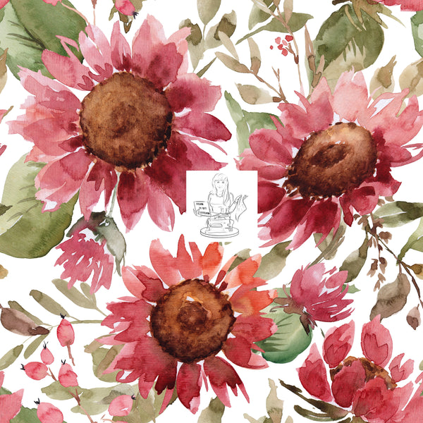 RTS - Raspberry Watercolor Floral Poly Canvas