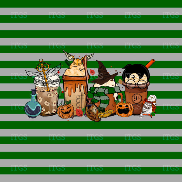 Wizard Drinks Panel - Olive Green Striped