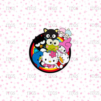 Kitty Crowd Panel 1 - White/Pink