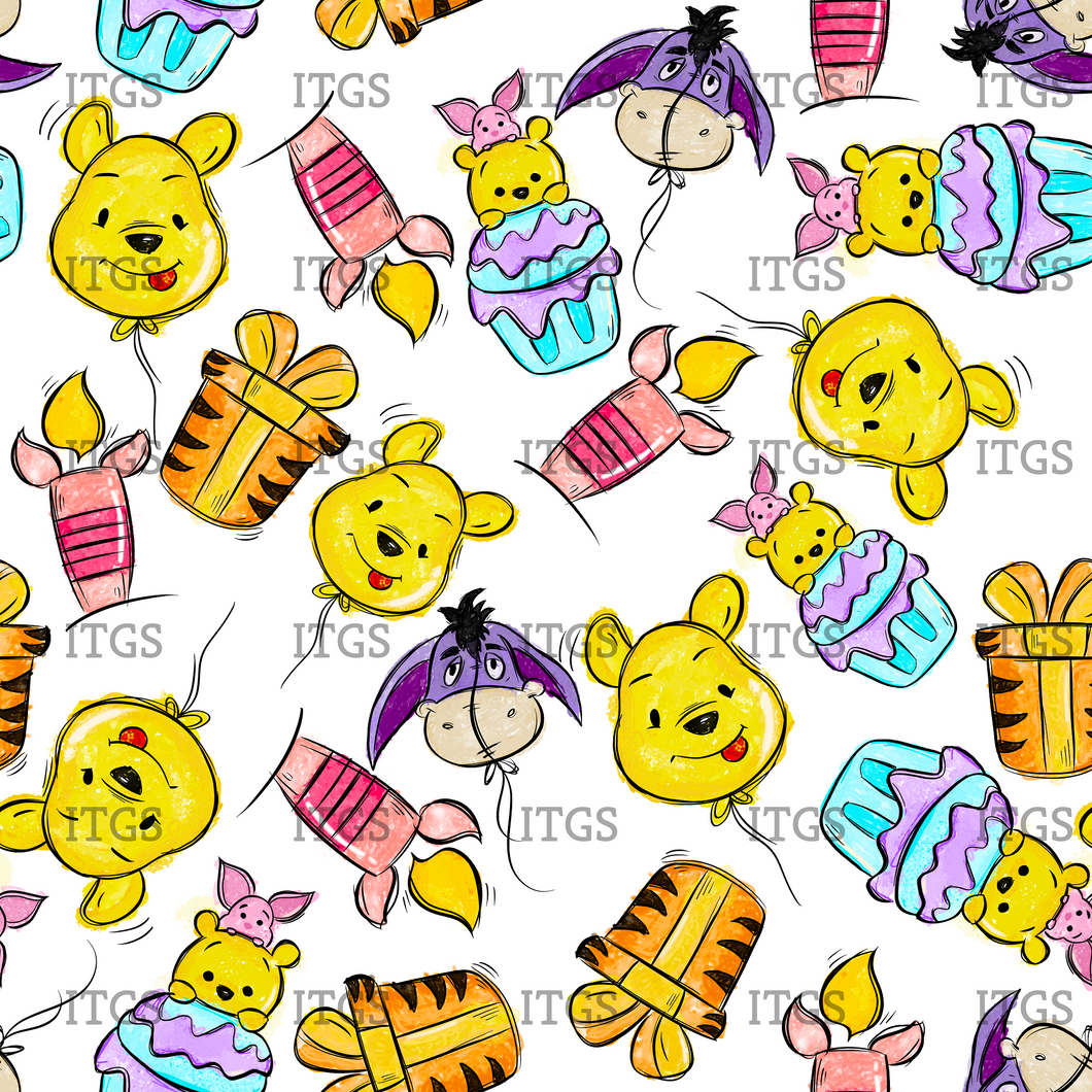 RTS -  Clear Vinyl Design  -  Beary Merry Birthday