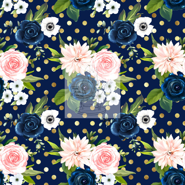 RTS - Navy Dotted Florals Vinyl