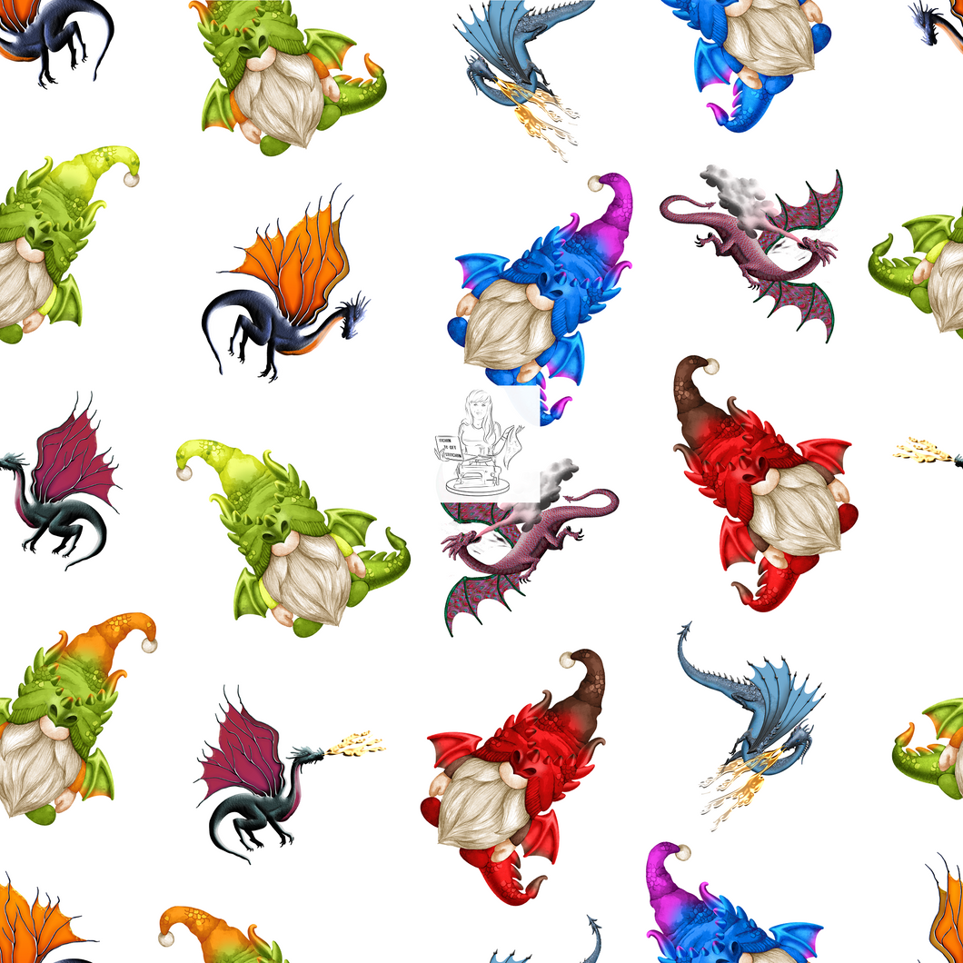 RTS -  Clear Vinyl Design  - Dragon Around Gnomes