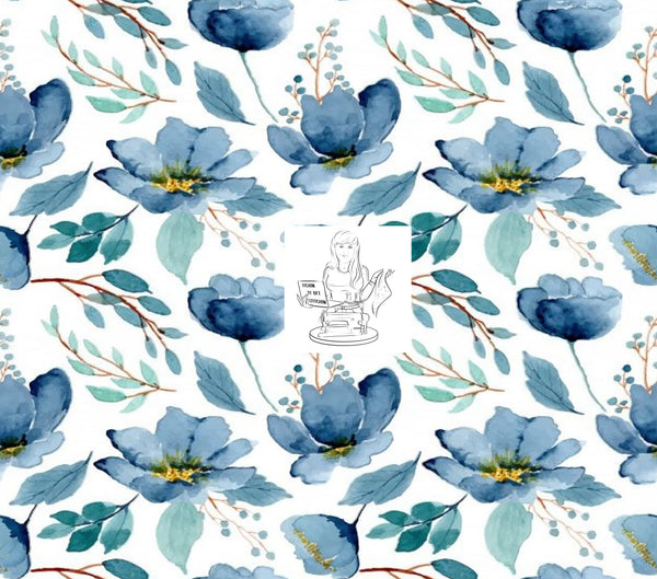 RTS - Dainty Blue Watercolor Floral Vinyl