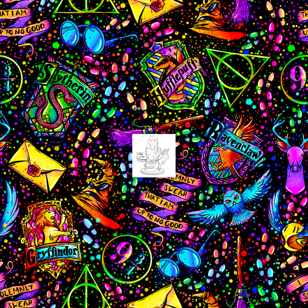RTS - Watercolor Wizard Toss Up - Black Waterproof Canvas